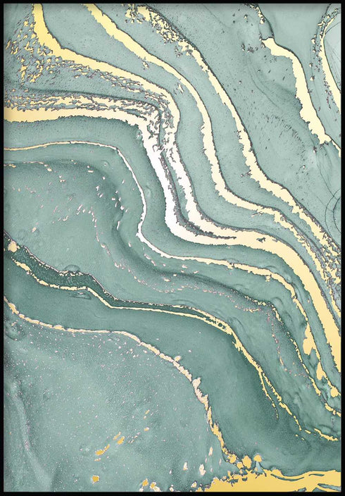 Mint Marble Right Real Gold Poster 50x70cm